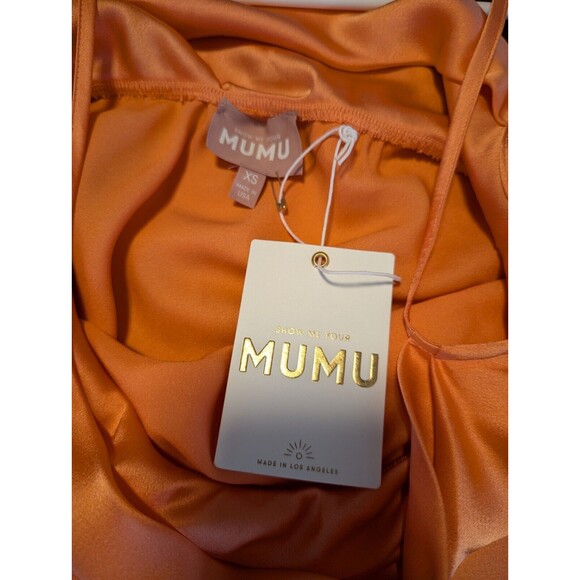 Women's Show Me Your MuMu Sabine Mini Slip Dress Cantaloupe Luxe Satin Size Xs - Picture 7 of 7